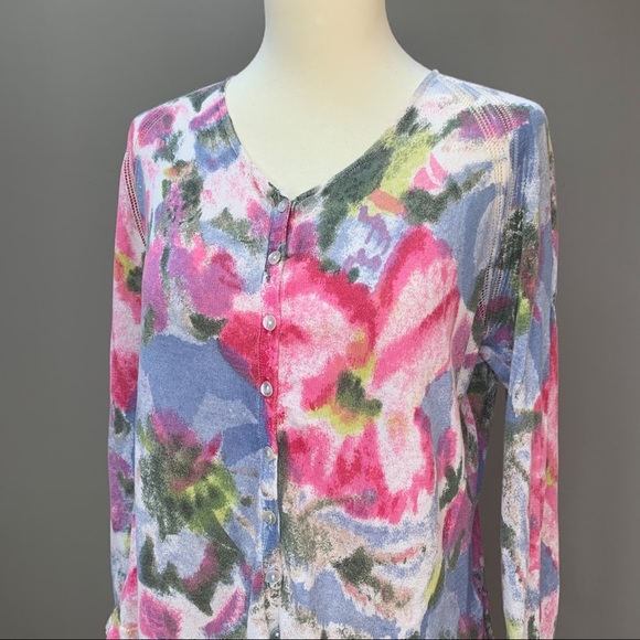 Anthropologie MOTH watercolor vintage cardigan sweater, M. - Picture 5 of 8